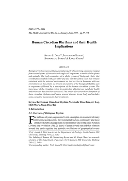 Human Circadian Rhythms and Their Health Implications