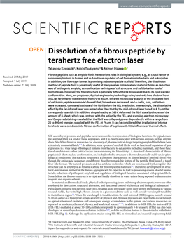 Dissolution of a Fibrous Peptide by Terahertz Free Electron Laser