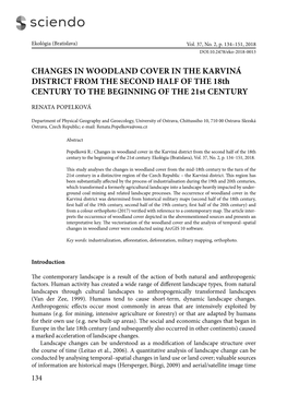 Changes in Woodland Cover in the Karviná District from the Second Half of the 18Th Century to the Beginning of the 21St Century