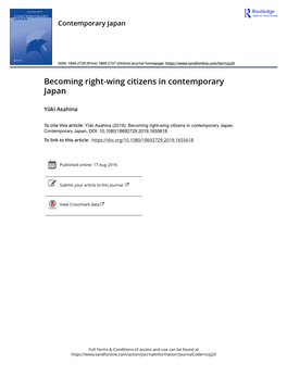 Becoming Right-Wing Citizens in Contemporary Japan