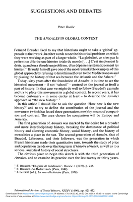 The Annales in Global Context