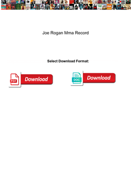 Joe Rogan Mma Record