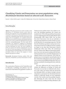 Classifying Vistula and Pomeranian Sea Trout Populations Using Discriminant Functions Based on Selected Scale Characters