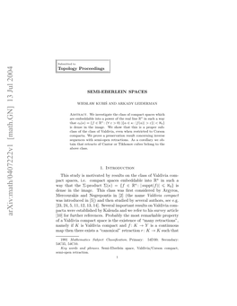 Arxiv:Math/0407222V1 [Math.GN] 13 Jul 2004 Eioe Retraction