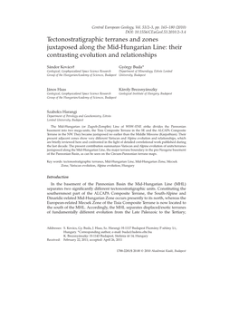 Tectonostratigraphic Terranes and Zones Juxtaposed Along the Mid-Hungarian Line: Their Contrasting Evolution and Relationships