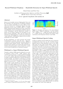 Beyond Wideband Telephony — Bandwidth Extension for Super-Wideband Speech