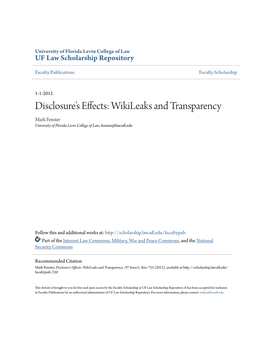 Disclosure's Effects: Wikileaks and Transparency