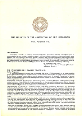 THE BULLETIN of the ASSOCIATION of ART HISTORIANS No.L. November 1975