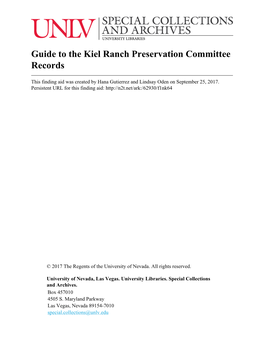 Guide to the Kiel Ranch Preservation Committee Records