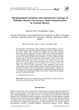 Polaskia Chende (Cactaceae) Under Domestication in Central Mexico