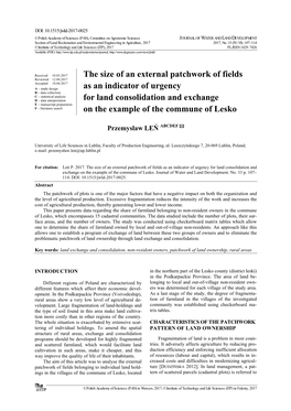 The Size of an External Patchwork of Fields As an Indicator of Urgency for Land Consolidation and Exchange on the Example of the Commune of Lesko