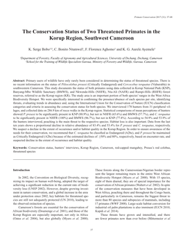 The Conservation Status of Two Threatened Primates in the Korup Region, Southwest Cameroon