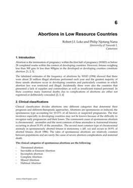 Abortions in Low Resource Countries