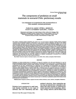 The Components of Predation on Small Mammals in Semiarid Chile: Preliminary Results