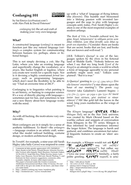 Conlanging 101 (The Feleonim)