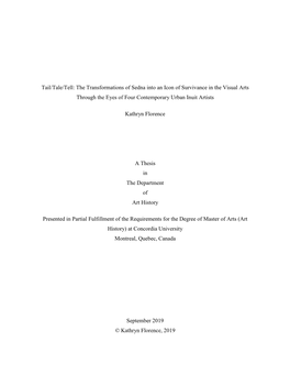 The Transformations of Sedna Into an Icon of Survivance in the Visual Arts Through the Eyes of Four Contemporary Urban Inuit Artists