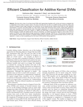 Efficient Classification for Additive Kernel Svms