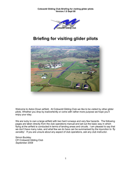 Briefing for Visiting Glider Pilots Version.1.0 Sept 08