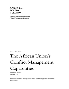 The African Union's Conflict Management Capabilities