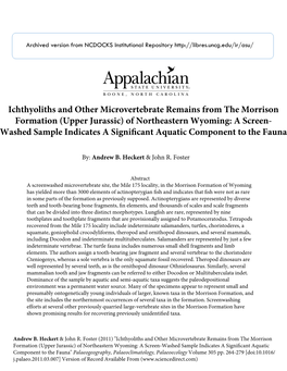 Ichthyoliths and Other Microvertebrate Remains from the Morrison Formation