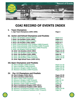 Ojai Record of Events Index