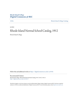 Rhode Island Normal School Catalog, 1912 Rhode Island College