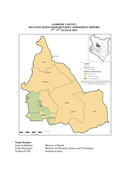 Samburu County 2013 Long Rains Food Security Assessment Report 5Th - 9Th August 2013