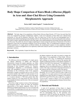 Body Shape Comparison of Kura Bleak (Alburnus Filippii) in Aras and Ahar-Chai Rivers Using Geometric Morphometric Approach