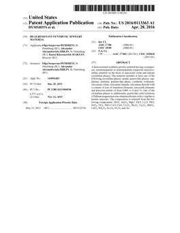 (12) Patent Application Publication (10) Pub. No.: US 2016/0113363 A1 DYMSHTS Et Al