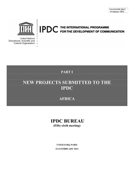 New Projects Submitted to the Ipdc Ipdc Bureau