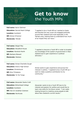 Get to Know the Youth Mps
