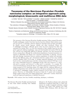 Taxonomy of the Narcissus Flycatcher Ficedula Narcissina Complex: an Integrative Approach Using Morphological, Bioacoustic and Multilocus DNA Data