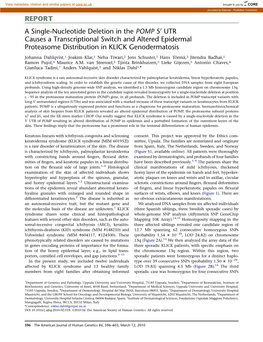 A Single-Nucleotide Deletion in the POMP 50 UTR Causes a Transcriptional Switch and Altered Epidermal Proteasome Distribution in KLICK Genodermatosis