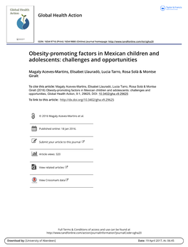 Obesity-Promoting Factors in Mexican Children and Adolescents: Challenges and Opportunities