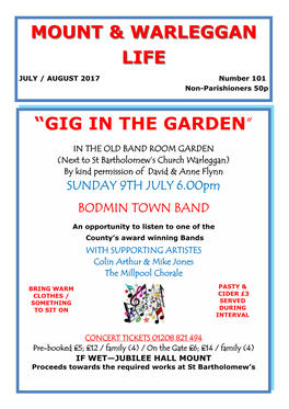 Mount & Warleggan Life “Gig in the Garden”