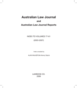 Australian Law Journal and Australian Law Journal Reports