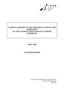 National Report on the Implementation of the Agreement on the Conservation of Bats in Europe (Eurobats)