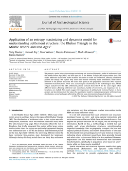 Application of an Entropy Maximizing and Dynamics Model for Understanding Settlement Structure: the Khabur Triangle in the Middle Bronze and Iron Agesq