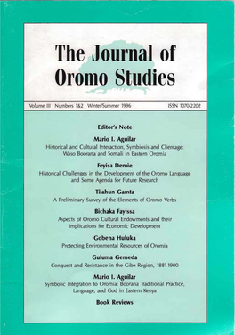 The Journal of Oromo Studies