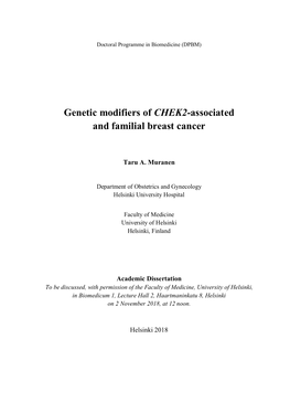 Genetic Modifiers of CHEK2-Associated and Familial Breast Cancer