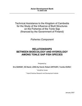 Baran Etal 2007 Relationships Between Bioecology and Hydrology