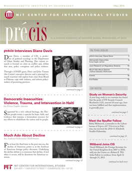 Democratic Insecurities: Violence, Trauma, and Intervention in Haiti Précis Interviews Diane Davis Much Ado About Decline