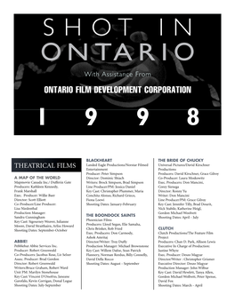 Productions in Ontario 1998
