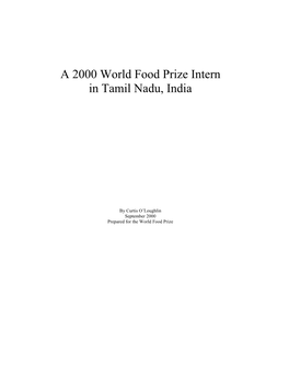 2000 World Food Prize Intern in Tamil Nadu, India