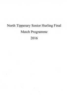 North Tipperary Senior Hurling Final Match Programme 2016