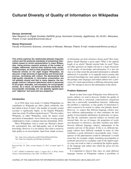Cultural Diversity of Quality of Information on Wikipedias