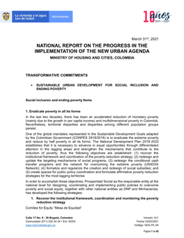 Republic of Colombia National Report Oct 2020