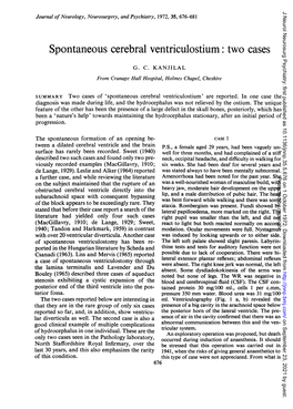 Spontaneous Cerebral Ventriculostium: Two Cases