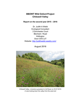 BBOWT Wild Oxford Project Chilswell Valley