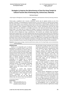 Strategies to Improve the Attractiveness of Sam Poo Kong Temple As Cultural Tourism Site of Semarang City, Central Java, Indonesia